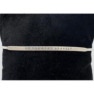 Matte Silver Tone & Livy Posy Go Forward Bravely Expandable Bangle Bracelet